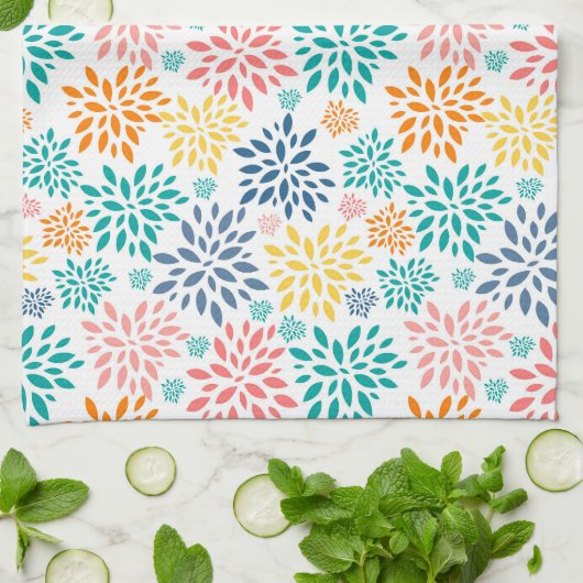 Kleurig patroon van abstracte bloemen theedoek (Gevouwen)