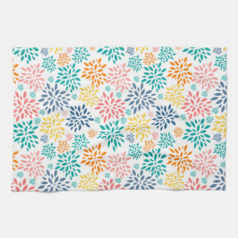 Kleurig patroon van abstracte bloemen theedoek