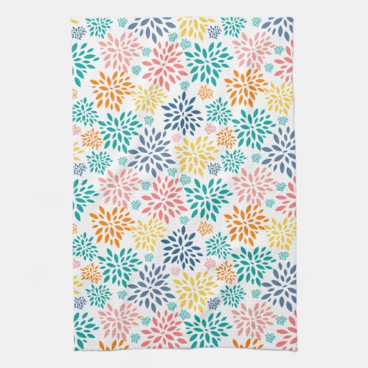 Kleurig patroon van abstracte bloemen theedoek (Verticaal)