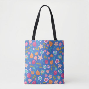 kleurig patroon van abstracte bloemen tote bag