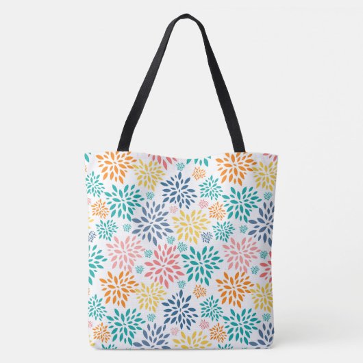 Kleurig patroon van abstracte bloemen tote bag (Achterkant)