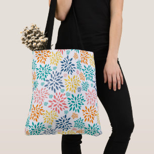 Kleurig patroon van abstracte bloemen tote bag
