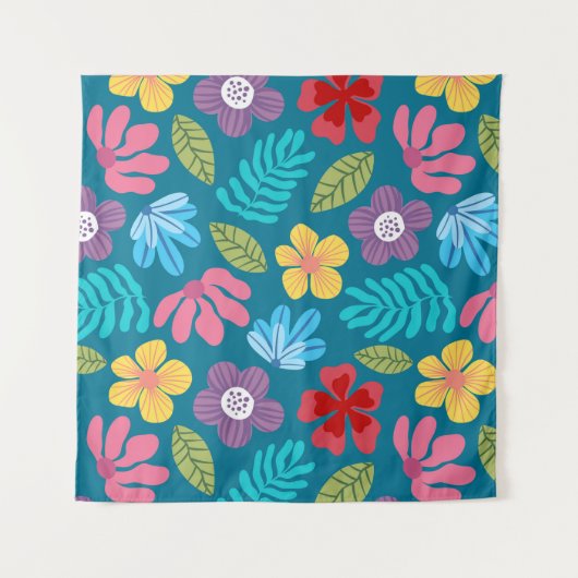 Kleurig patroon van abstracte bloemen wandkleed (Voorkant (horizontaal))