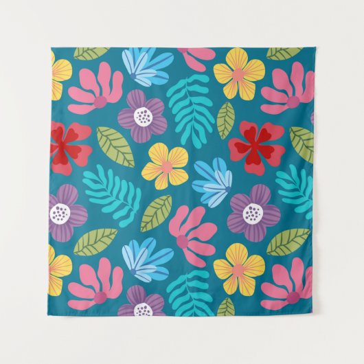 Kleurig patroon van abstracte bloemen wandkleed (Voorkant)