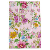 Kleurig patroon van bloemen medium cadeauzakje (Achterkant)