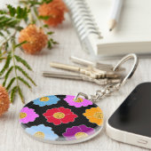 Kleurig patroon van bloemen sleutelhanger (Voorkant Rechts)