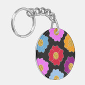 Kleurig patroon van bloemen sleutelhanger (Voorkant Links)