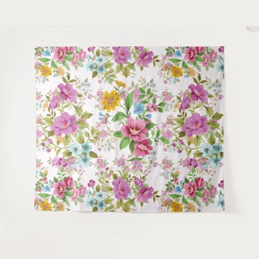 Kleurig  patroon van bloemen wandkleed (Voorkant (horizontaal))