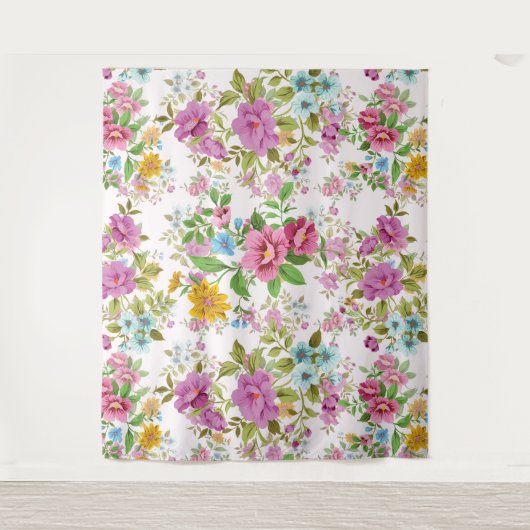 Kleurig  patroon van bloemen wandkleed (Voorkant)