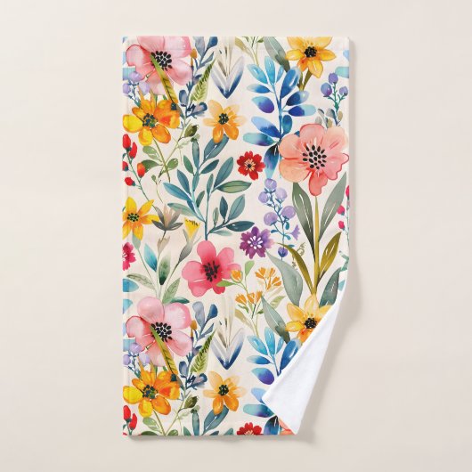 Kleurig patroon van bronbloemen bad handdoek (Handdoek)