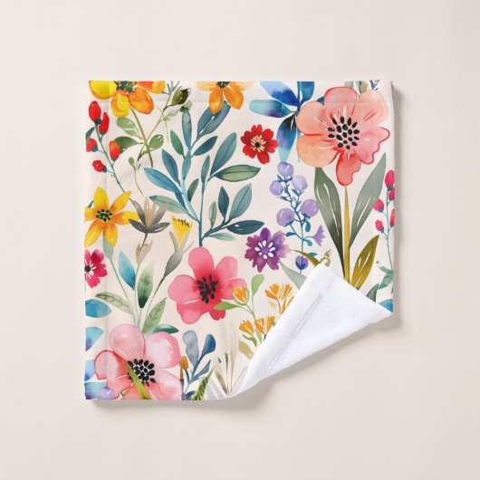 Kleurig patroon van bronbloemen bad handdoek (Wasdoekje)