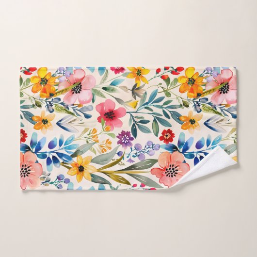 Kleurig patroon van bronbloemen bad handdoek (Handdoek)