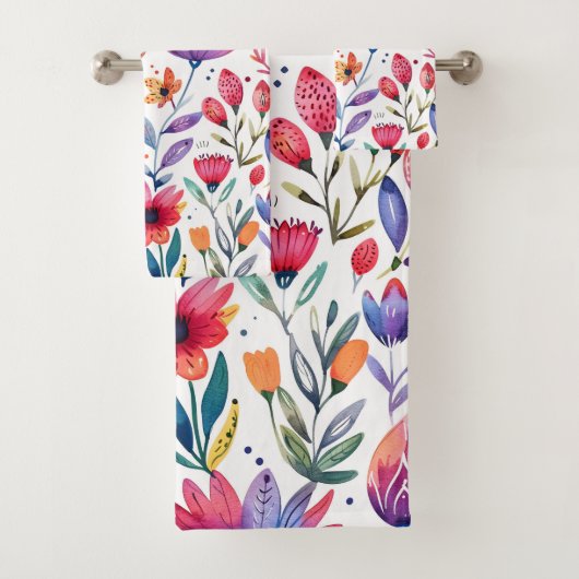 Kleurig patroon van bronbloemen bad handdoek (Insitu)