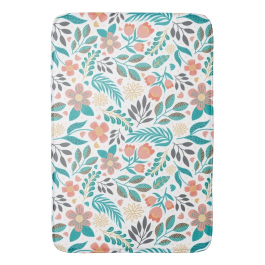 Kleurig patroon van bronbloemen badmat (Voorkant Verticaal)