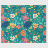 Kleurig patroon van bronbloemen cadeaupapier (Vlak)