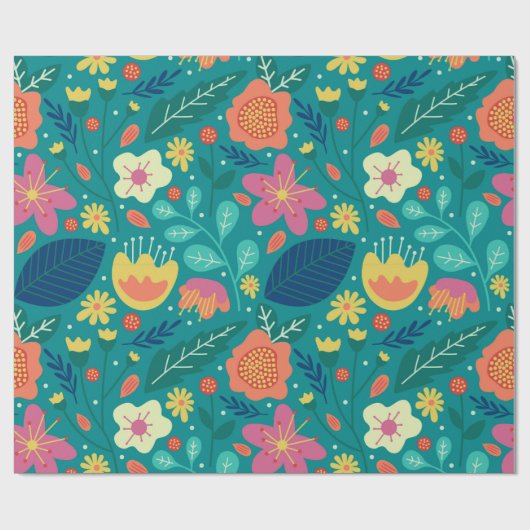 Kleurig patroon van bronbloemen cadeaupapier (Vlak)