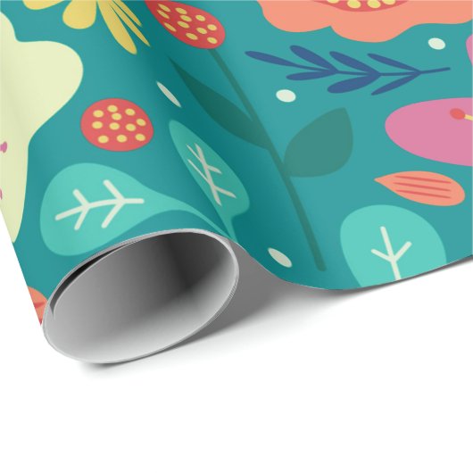 Kleurig patroon van bronbloemen cadeaupapier (Rol Hoek)