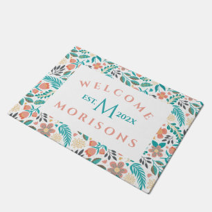 Kleurig patroon van bronbloemen deurmat