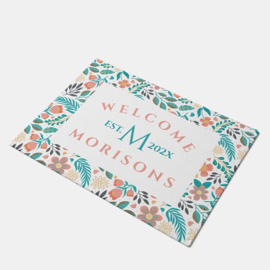 Kleurig patroon van bronbloemen deurmat (Schuin)