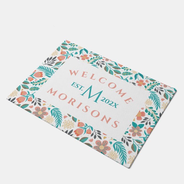 Kleurig patroon van bronbloemen deurmat (Schuin)