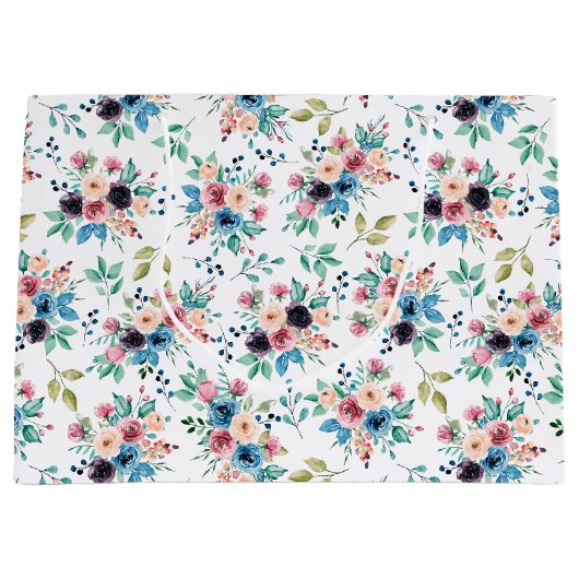 Kleurig patroon van bronbloemen groot cadeauzakje (Voorkant)