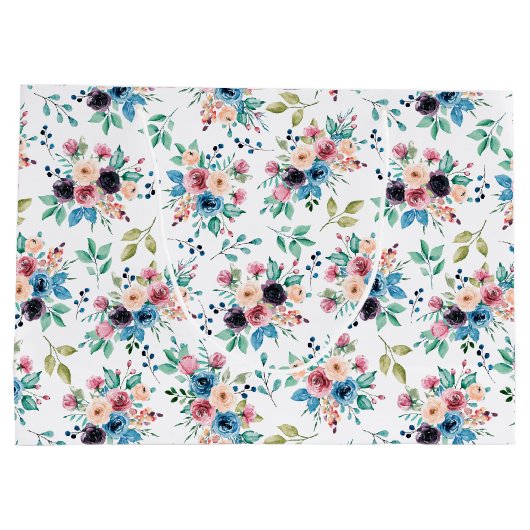 Kleurig patroon van bronbloemen groot cadeauzakje (Achterkant)