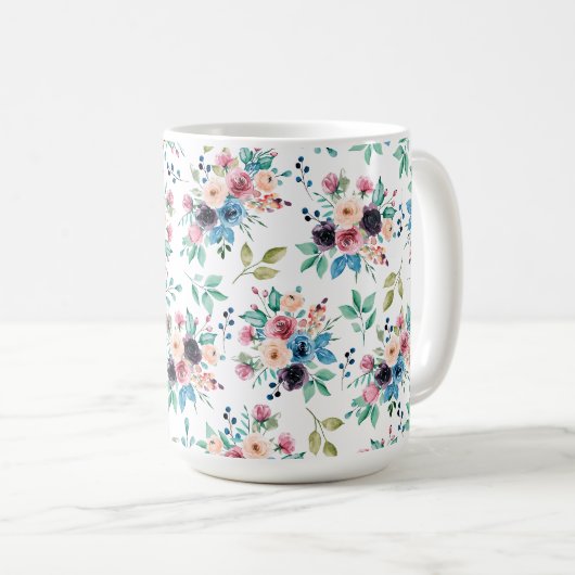 Kleurig patroon van bronbloemen koffiemok (Voorkant rechts)