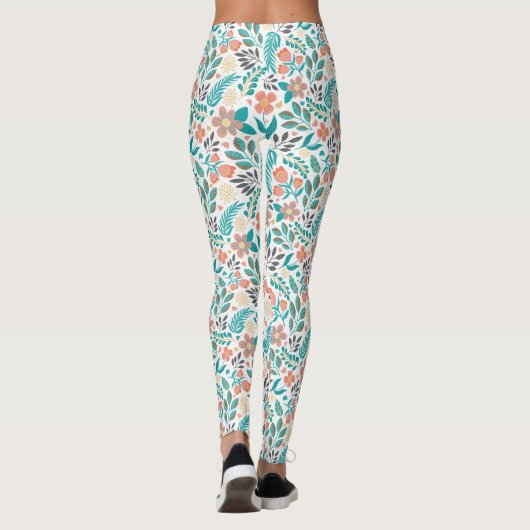 Kleurig patroon van bronbloemen leggings (Achterkant)