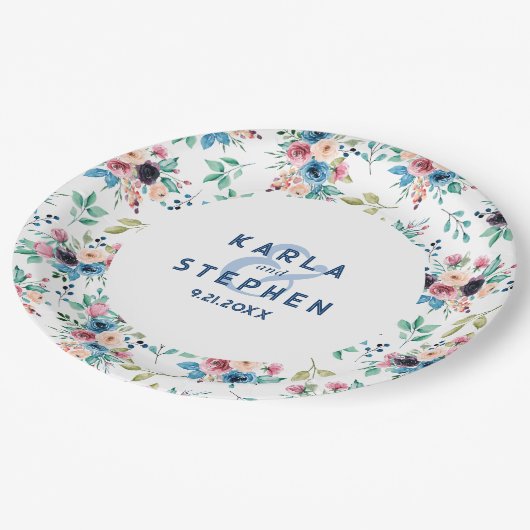 Kleurig patroon van bronbloemen papieren bordje (Gekanteld)