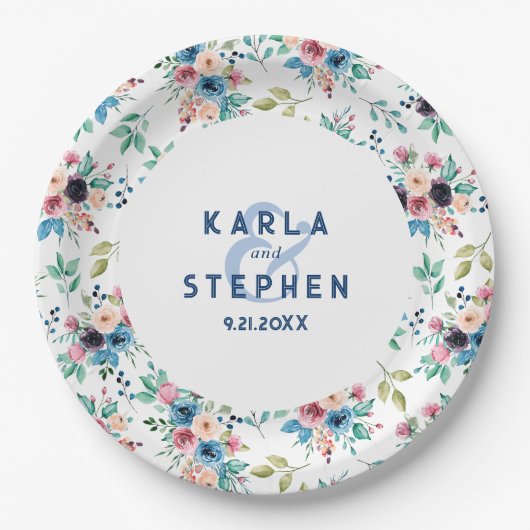 Kleurig patroon van bronbloemen papieren bordje (Voorkant)