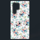 Kleurig patroon van bronbloemen samsung galaxy hoesje<br><div class="desc">Waterverven kleurrijke veerbloemen in een naadloos patroon met een doorzichtige achtergrond.</div>