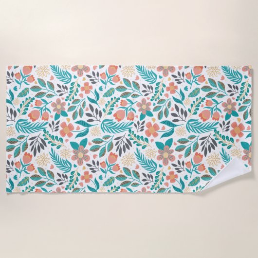 Kleurig patroon van bronbloemen strandlaken (Voorkant)