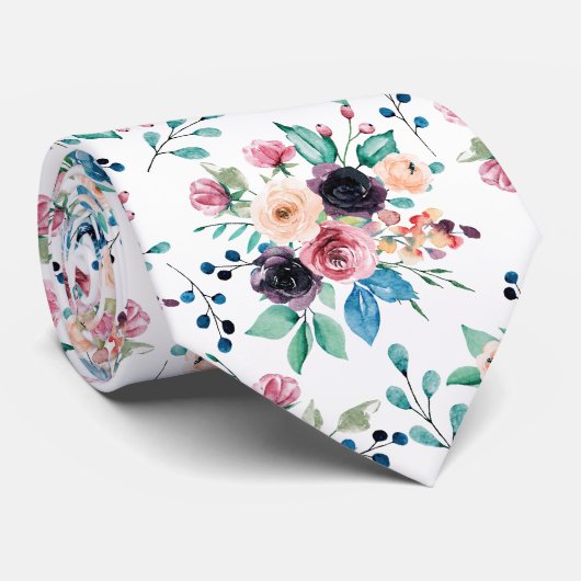 Kleurig patroon van bronbloemen stropdas (Opgerold)
