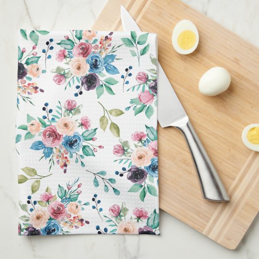 Kleurig patroon van bronbloemen theedoek (Quarter Fold)