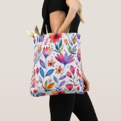Kleurig patroon van bronbloemen tote bag (Dichtbij)