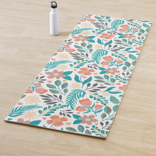 Kleurig patroon van bronbloemen yogamat (In situ)