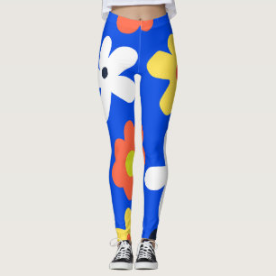 Kleurig patroon van daisy-bloemen leggings