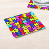 Kleurig patroon van de puzzel van de regenboogpuzz kartonnen onderzetters (Schuin)