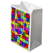 Kleurig patroon van de puzzel van de regenboogpuzz medium cadeauzakje (Achterkant Gekanteld)