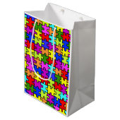 Kleurig patroon van de puzzel van de regenboogpuzz medium cadeauzakje (Voorkant Gekanteld)