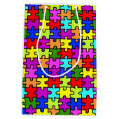 Kleurig patroon van de puzzel van de regenboogpuzz medium cadeauzakje (Achterkant)