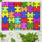 Kleurig patroon van de puzzel van de regenboogpuzz theedoek (Gevouwen)