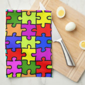 Kleurig patroon van de puzzel van de regenboogpuzz theedoek (Quarter Fold)