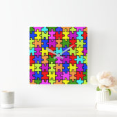 Kleurig patroon van de puzzel van de regenboogpuzz vierkante klok (Huis)