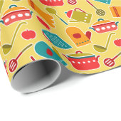 Kleurig patroon van keukengerei cadeaupapier (Rol Hoek)