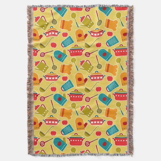 Kleurig patroon van keukengerei deken (Voorkant Verticaal)