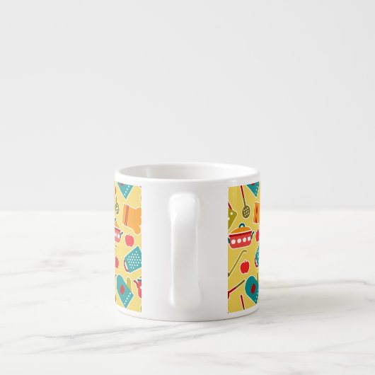 Kleurig patroon van keukengerei espresso kop (Achterkant)