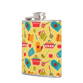 Kleurig patroon van keukengerei heupfles (Links)