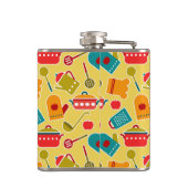 Kleurig patroon van keukengerei heupfles (Achterkant)