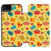 Kleurig patroon van keukengerei incipio iPhone portemonnee hoesje (Agenda Open)